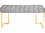 Sitzbank Kayoom "Rare 225, Edler Touch Durch Goldenes Gestell", Grau, B:100Cm H:48Cm T:47Cm, Bezug: 100% Polyester (Samt) / Gestell: 100% Edelstahl, SitzbäNke, Sitzbank, Samtweich, Gesteppt, Mit ZierknöPfen, GemüTliches, Schickes Polster