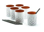 Nachtmann Noblesse 6Er-Set White Edition Whisky GläSer 295 Ml I SpüLmaschinenfest I Wasserglas Coloured By Ekm (Weiß/Kupfer) + 6Er-Set Ekm Living Trinkhalme Schwarz