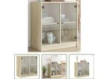 The Living Store Mobile Laterale Con Ante In Vetro Rovere Sonoma 68X37X75,5 Cm