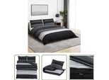 The Living Store Set Di Biancheria Da Letto Bianco E Nero 200X220 Cm In Cotone
