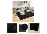 The Living Store Tappeto Oviedo A Pelo Corto Nero 240X240 Cm