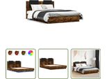 The Living Store Struttura Letto Con Testiera E Luci Led Rovere Fumé 120X200 Cm