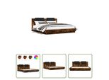 The Living Store Struttura Letto Con Testiera E Luci Led Rovere Fumé 200X200 Cm