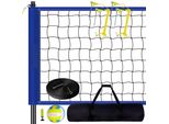 Rete Da Pallavolo - Set Di Reti Da Pallavolo Regolabili In Altezza - 9,7 X 2,4 M Rete Da Pallavolo Da Spiaggia Portatile - Blu - Rete Da Pallavolo Pieghevole Con Pallavolo E Borsa Da Trasporto - Per Giardino, Spiaggia