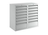 Schubladenschrank, HxBxT 900 x 1000 x 500 mm, 12 Schubladen 100 mm hoch, 2 Schubladen 200 mm hoch, Korpus und Schubladen grau kaiserkraft
