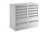 Schubladenschrank, HxBxT 900 x 1000 x 500 mm, 8 Schubladen 100 mm, 4 Schubladen 200 mm hoch, Korpus und Schubladen grau kaiserkraft