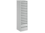 Schubladenschrank, HxBxT 1800 x 500 x 500 mm, 13 Schubladen 100 mm, 2 Schubladen 200 mm hoch, Korpus und Schubladen grau kaiserkraft