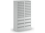 Schubladenschrank, HxBxT 1800 x 1000 x 500 mm, 18 Schubladen 100 mm, 8 Schubladen 200 mm hoch, Korpus und Schubladen grau kaiserkraft