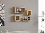 Skye Decor, Babi - Sapphire Oak, Mensola Da Parete, Rovere Zaffiro, Pannello Di Legno Rivestito Al 100 % Di Melamina, 24 X 15 X 44 Cm