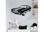 Wallity, Vintage Chevrolet Ss Muscle, Accessorio Decorativo Da Parete In Metallo, Nero, 100 % Metallo, 60 X 32 Cm