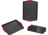 Set Di 3 Teglie Da Forno Acciaio Al Carbonio Con Manici In Silicone - Set Di Teglie Da Cucina Di Alta Qualità - Ideale Per Torte E Pasticcini