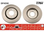 2X Disco Freno Trw DF4550 Per Chrysler Voyager Iv (Rg Rs) 38Mm 281Mm