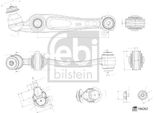Febi Bilstein Set Ruota Sterzo RadaufhÄNgung Assale Posteriore Inferiore Anteriore Destro