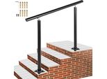 Ringhiera Per Scale 3 Piedi Esterni - Ringhiera D'ingresso In Alluminio Nero Con Corrimano - Include Chiave Esagonale E 8 Viti Di Prolunga M6 - Per Abitazioni Private E Uffici