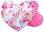 Cuscino Bobo In Cotone/Minky Cuore - Fiori Rosa