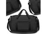 Spaziosa Borsa Da Ginnastica Da Viaggio, Nera, In Nylon, 45X29X25 Cm