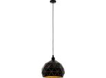 Eglo Roccaforte, Lampada A Sospensione A 1 Luce, Lampada A Sospensione In Acciaio, Nero, Oro, Attacco: E27, Ø 40 Cm