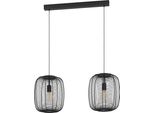 Eglo Rinroe Sospensione, Lampada A Sospensione A 2 Luci Sopra Il Tavolo Da Pranzo, Lampada Per Sala Da Pranzo In Metallo Nero, Lampada A Sospensione Con Attacco E27, 90 Cm