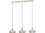 Eglo Lampada A Sospensione Valdiola, Lampada A Sospensione Per Tavolo Da Pranzo A 3 Luci, Lampada Per Sala Da Pranzo In Metallo Color Sabbia E Ottone Spazzolato, Lampada A Sospensione, Attacco E27