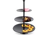 Piatto Torta Nero A Tre Livelli Per Muffin E Dessert