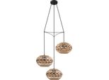 Eglo Lampada A Sospensione Dondarrion, Lampada A Sospensione Vintage, Scandinava, Lampada A Sospensione In Acciaio, Legno, Lampada Da Tavolo, Nero, Naturale, Rosso Vino, E27, Ø 57 Cm