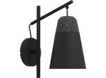 Eglo Lampada Da Parete Canterras, Lampada Da Parete A 1 Fiamma, Lampada Da Parete Interna In Terrazzo In Bianco Grigio, Metallo In Nero, Lampada Da Soggiorno, Lampada Da Corridoio, E27