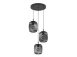 Eglo Romazzina, Lampada A Sospensione A 3 Luci Sopra Il Tavolo Da Pranzo, Lampada A Sospensione Rotonda In Metallo Nero, Lampada A Sospensione Con Attacco E27, Ø 46 Cm