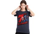Capitan America - Maglietta Da Donna, 7° Compleanno TV25331 (S) (Blu Navy)