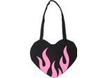 Something Different - Borsa Tote, Cuore Fiammeggiante SD10591 (Taglia Unica) (Nero/Rosa)