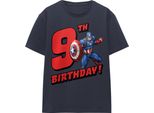 Captain America - Maglietta Da Donna, 9° Compleanno TV25653 (M) (Blu Navy)