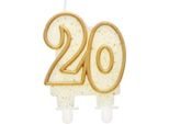 Candela Numero 20 Compleanno Contorno Oro 8Cm