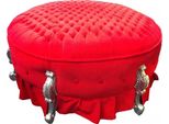 Sgabello Rotondo Barocco Gigante Sgabello Rosso / Argento