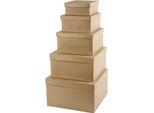 Creativ Company Cappelliere Quadrate In Cartapesta Set 5 Pezzi Decorazione Artigianale
