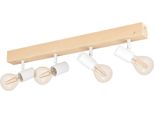 Eglo Lampada Da Soffitto Townshend 3, Faretto Da Soffitto Vintage A 4 Luci Dal Design Industriale, Lampada Retrò In Acciaio E Legno, Bianco, Marrone, Attacco E27