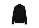 Tom Tailor Denim Herren Rollkragenpullover Aus Baumwolle, Schwarz, Uni, Gr. Xs