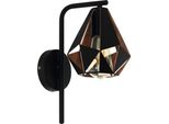 Eglo ''Carlton 4'' Applique, E27, Acciaio, Nero/Rame Antico