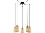 Eglo Lampada A Sospensione Claverdon, Lampada A Sospensione Vintage, Natura, Boho, Hygge, Lampada A Sospensione In Acciaio, Legno Nero, Colori Naturali, Lampada Da Tavolo Da Pranzo, E27
