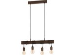 Eglo 43523 Townshend 4 E27 Lampada A Sospensione A 4 Vie 700X140Mm Marrone Nero