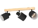 Eglo Lampada Da Soffitto Batallas, Plafoniera, Faretto Da Soffitto In Legno, Tessuto, Metallo, Lampada Da Soggiorno In Naturale, Nero, Bianco, Lampada Da Camera Da Letto, E27