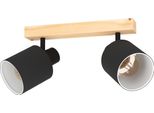 Eglo Lampada Da Soffitto Batallas, Plafoniera, Faretto Da Soffitto In Legno, Tessuto, Metallo, Lampada Da Soggiorno In Naturale, Nero, Bianco, Lampada Da Camera Da Letto, E27