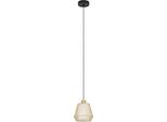 Eglo Lampada A Sospensione Ciudadela, Lampada A Sospensione Sopra Il Tavolo Da Pranzo, Lampada Da Sala Da Pranzo A Forma Di Diamante In Metallo, Tessuto, Lampada A Sospensione Con Attacco E27, Ø 18 Cm