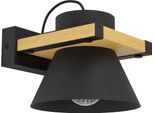 Eglo Maccles, Lampada Da Parete Per Interni, FSC100HB, Lampada Da Corridoio In Metallo Nero E Legno Naturale, Lampada Per Parete E Soffitto, Attacco E27
