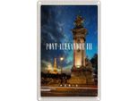 Vianmo Insegna Di Latta 18X12 Cm Pont Alexandre Iii Paris BrüCke Nacht