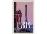 Vianmo Insegna Di Latta 30X20 Cm Paris France Sonnenuntergang Turm
