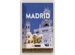 Vianmo Insegna Di Latta 30X20 Cm Madrid Spanien Winter Nacht Trip