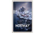 Vianmo Insegna Di Latta 30X20 Cm Norwegen Winterzeit Frost KäLte Meer