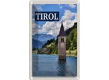 Vianmo Insegna Di Latta 18X12 Cm Tirol ÖSterreich Kirchturm Im Wasser