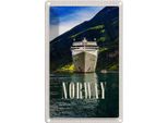 Vianmo Insegna Di Latta 18X12 Cm Norwegen Yacht Gebirge Meer