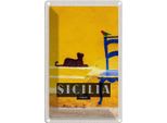 Vianmo Insegna Di Latta 30X20 Cm Sizilien Italien Malerisches Bild Katze