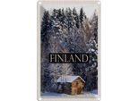 Vianmo Insegna Di Latta 18X12 Cm Finnland Haus Schnee Wald Winterzeit